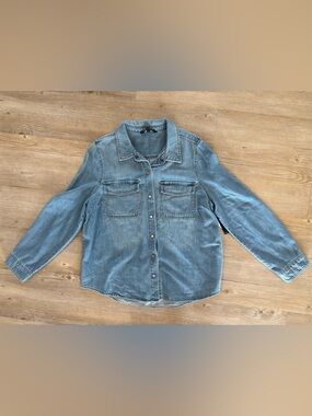 Liverpool Light Blue Denim Button Up Top